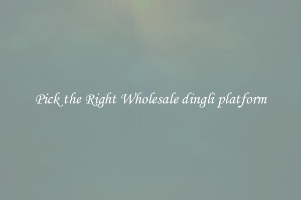 Pick the Right Wholesale dingli platform