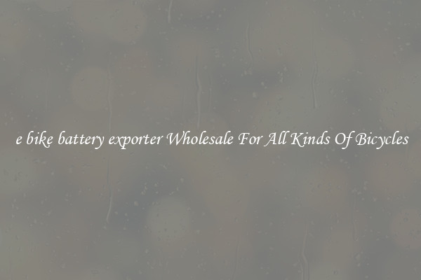 e bike battery exporter Wholesale For All Kinds Of Bicycles