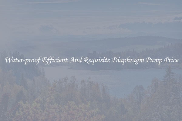 Water-proof Efficient And Requisite Diaphragm Pump Price